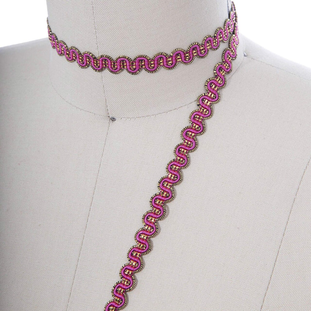 2 Yards 3/8 Inch Fuchsia and Gold Gimp Trim for Drapes Upholstery and Decorative Projects